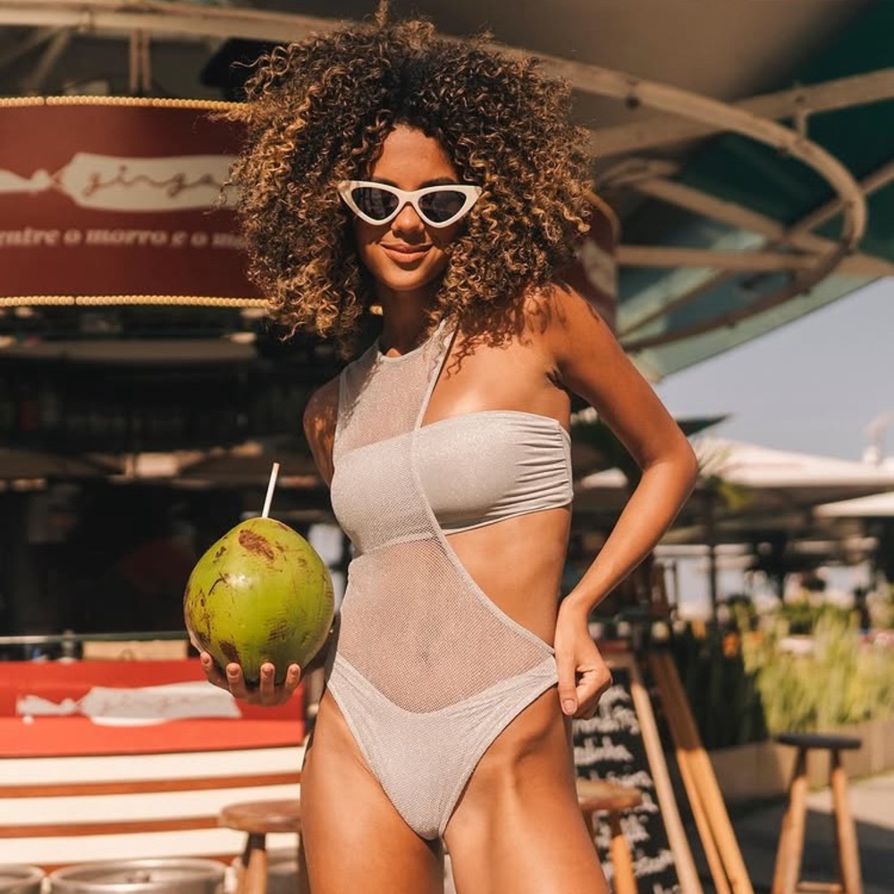 MAAJI - Sparkle Mesh Anthea Bandeau Cheeky Bikini One Piece Swimsuit - L